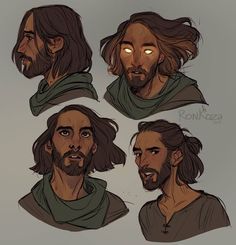 some drawings of jesus with different facial expressions