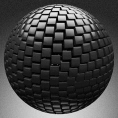 a black and white photo of a ball with many squares on it's surface