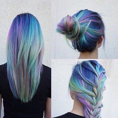 Really cute I would love to try this but it probally wouldn't work with my hair Galaxy Hair, Multicolored Hair, Pastel Hair, Colored Hair, Dye My Hair, Mermaid Hair, Rainbow Hair, Cool Hair Color, Grunge Hair