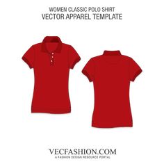 Red Classic Polo Shirt Vector Template Sporty Red Collared T-shirt, Red Sporty Polo Collar Top, Classic Red Polo Collar Shirt, Style Polo Shirt, Red Cotton Polo Collar Shirt, Women In Red, Free Gift Certificate Template, Address Label Template, Red Polo