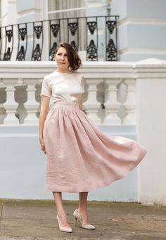 ❃ This whimsical button up opening skirt is handmade with 100% linen fabric and is available in 40 colors. The waist is fitted while the remainder of the skirt flows out giving you a slender but full body look. This chic midi skirt, with side pockets and front buttons, is great for any body type and the fitted waist gives you that hourglass feel while accentuating your beautiful curves. ❃ You can wear this versatile skirt in two ways: with buttons at the front or buttons at the back. ❃ Pair this Fitted Linen Flared Skirt, Fitted Flared Linen Skirt, Fitted Linen Full Skirt, Linen Fitted Skirt With Gathered Details, Fitted Linen Skirt With Gathered Detail, Linen Pleated Midi Skirt, Linen Midi Skirt With Lining, Linen Full Skirt With Lining, Linen Flared Skirt With Lined Detail