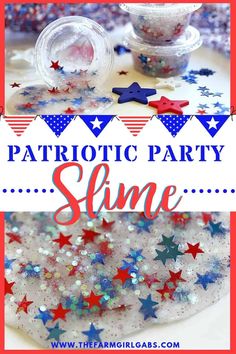 patriotic party slime recipe with stars and confetti