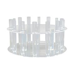 a clear plastic cup holder with eight cups in the bottom and six empty ones on each side