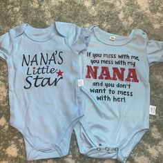 New Without Tags ! Light Blue Nana Onesies. Set Of 2. Never Worn ! Smoke Free. 3-6 Months Forever 21 Kids, Toddler Jumpsuit, Jumpsuit For Kids, Baby Minnie, Newborn Onesies, Black Pumpkin, Baby Minnie Mouse, Boys Stripes, Vintage Boys