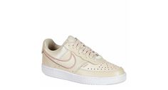 NIKE Womens Court Vision Low Sneaker - OFF WHITE Off White Nike, Retro Looks, Court Vision, Room Shoes, Rack Room, Nike Womens, White Nike, Perforated Leather, Low Sneakers