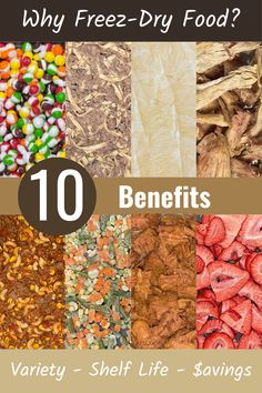 different types of food with the title why freeze - dry food? 10 benefits variety - shelf life savings