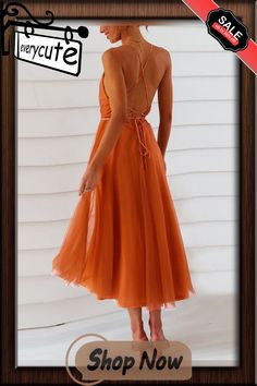 Orange Criss Cross V Neck Mesh Lined Party Dress Party Dress Women, Dresses Evening, Women Dresses, Criss Cross, Evening Dresses, Party Dress, Mesh, V Neck, Womens Dresses