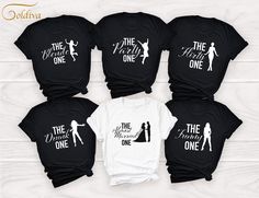 The Almost Married One T-Shirt, Wedding Party Gifts, Matching Bridal Party Shirts, The Funny One The Sassy One Tees, Friends Group Shirts  NOTE: We use black design for White, Light Grey Heather( Athletic Heather), Pink, Heather Peach, Mint Green, Burnt Orange colors. For other colors we will use white design. Hi There! First of all thank you for being here and checking out our finest t-shirt designs.  We dedicated ourselves to provide the best possible service for our valuable customers. In order to provide you best service, we are using the quality materials and beautiful designs. You can always contact us for your questions or for your suggestions. We are open for your suggestions. ✔ How To order; 1-) Please, check and review all photos 2-) Choose your t-shirt size and color 3-) Click a Black Crew Neck Top For Bachelorette Party, White Short Sleeve Top For Bridal Shower, White Short Sleeve T-shirt For Party Season, White Fitted T-shirt For Party, Black Short Sleeve Shirt For Wedding, Fitted Short Sleeve Tops For Anniversary, White Crew Neck T-shirt For Party, Fitted White Top For Bridal Shower, White Fitted Top For Bridal Shower