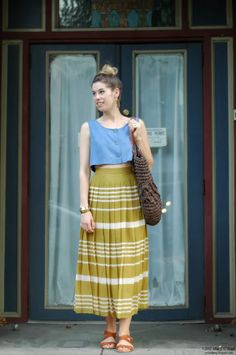 Orchid Grey: Summer Heat Skirt Inspiration, Outfit Vintage, Moda Vintage, Cute Skirts, Maxi Skirts, Looks Vintage, Spring Outfits Casual, Summer Heat, Look Chic