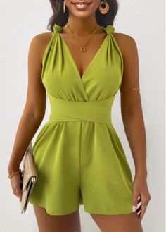 Color:Mustard Yellow;Size:XL;Size:XXL;Package Contents:1 X Romper;Occasion:Other;Style:Bohemian; Trendy Jumpsuit, Cocktail Wear, Yellow Ties, Romper Outfit, Sleeveless Rompers, Type Of Pants, Bottom Clothes, Workout Gear, Olivia Mark