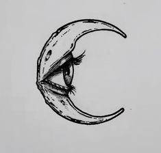 a drawing of an eye looking through the moon