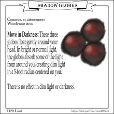 a poem with three red balls on it and the words shadow globes written below