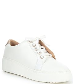 Shop for Alex Marie Wrenna Pearl Embellished Leather Platform Sneakers at Dillard's. Visit Dillard's to find clothing, accessories, shoes, cosmetics & more. The Style of Your Life. Wedding Sneakers For Bride, Pearl Sneakers, Dressy Sneakers, Bridal Sneakers, Wide Sneakers, Wedding Sneakers, White Tennis Shoes, Alex Marie, Shoe Inspo