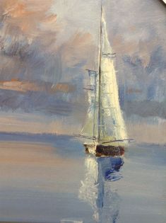 a painting of a sailboat in the water