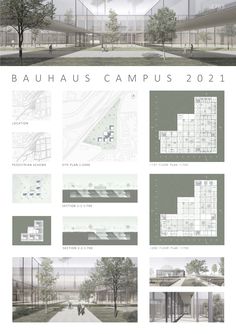 an architectural rendering of the bauhaus campus 2012 - 2013, with diagrams and text