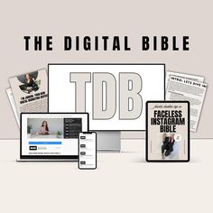 the digital bible is displayed on multiple devices and tablets, with text overlaying it