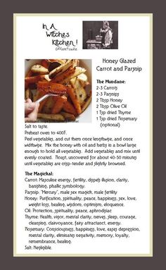 the recipe for honey glazed carrots and parmesan is shown in this brochure