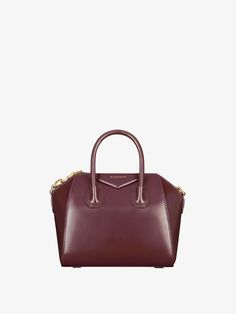 Mini Antigona, Oxblood Red, Oversized Tote Bag, Oversized Tote, Mini Handbag, Mini Handbags, Product Label, Leather Handles, Designer Bags