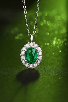 Experience timeless beauty with 1.5 Carat Lab-Grown Emerald 925 Sterling Silver Necklace. ✨A touch of elegance at LOVCIA. 💎 Discover more at https://lovcia.com     #Lovcia #LovciaJewelry #GiftsForWomen #Necklaces #NecklacesForWomen #Women'sNecklaces #PersonalStyle #JewelryForWomen #JewelryForGirls #GiftForHer #GiftForLove #SterlingSilverNecklaces #TimelessElegance #LOVCIAShine #925SterlingSilver Oval Necklace, Lab Created Emerald, Halo Pendant, Emerald Pendant, Emerald Necklace, Girls Jewelry, Gorgeous Necklaces, Silver Pendant Necklace, Sterling Silver Necklace