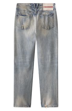 These comfortably broken-in jeans are cut for comfort from soft, low-stretch denim in a relaxed straight-leg fit. Zip fly with button closure Five-pocket style 98% cotton, 2% elastane Machine wash, tumble dry Imported Distressed Rigid Denim Cropped Leg Jeans, Distressed Cropped Rigid Denim Jeans, Distressed Rigid Denim Cropped Jeans, Washed Rigid Denim Cropped Jeans, Distressed Straight Leg Washed Blue Jeans, Distressed Washed Blue Straight Leg Jeans, Washed Blue Distressed Straight Leg Jeans, Distressed Straight Denim Blue Jeans, Distressed Straight Denim Jeans