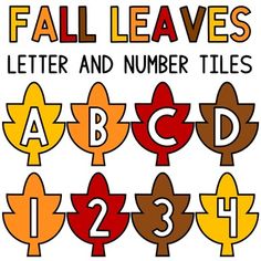 fall leaves and numbers are shown in this printable activity for kids to learn how to read