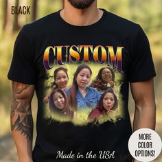 Custom Your Own Bootleg Tee, Retro Custom Bootleg Rap Tee, Custom Your Photo, Insert Your Design, Vintage Graphic 90s Tshirt 💫Dual side seams hold the garment's shape for longer. 💫100% Airlume combed and ringspun cotton (fiber content may vary for different colors) 💫Light fabric  💫Runs true to size 📢 Contact us if you need more information: 👉🏿Designed specifically for individuals, companies, groups, families, or any customized idea on a shirt. 👉🏿Buy a quantity of 10 shirts or more to re 90s Tshirt, Rap Tee, Vintage Graphic, Husband Love, Vintage Graphics, Your Design, Design Vintage, Your Photo, Color Chart