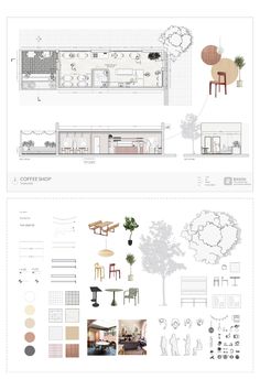 an architectural drawing shows the interior and exterior areas of a house, with furniture in different sections