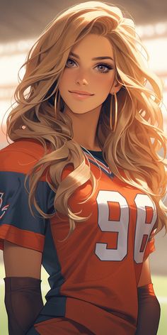 a digital painting of a female football player