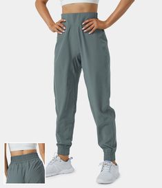 Women's High Rise Waistband Elastic Joggers. Polyester-96%, Spandex-4%, Polyester, Spandex. Pocket. Machine wash cold. Do not dry clean. Do not iron. Do not bleach. Wash with like colors. Turn garment inside out. Plain. Jogger. Length Full Length. High Rise. Hiking Joggers, Pants Pocket, Sweat Stains, Casual Joggers, Leg Work, Cargo Joggers, Bleach Wash, Casual Sporty, Flare Leggings