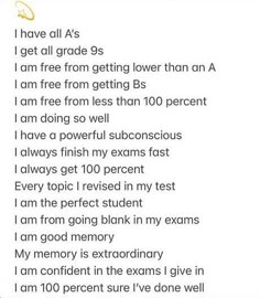 the poem is written in black and white with gold trimmings, which reads i have call as i get all grade 9s i am free from getting lower lower than