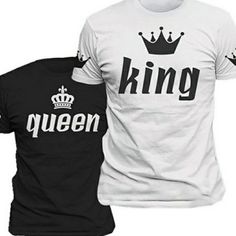 King & Queen T-Shirts Very Stylish In White And Black Sizes Vary For Both Women And Men Shirts King Queen Couple, Couple Tee Shirts, M King, Couple Tees, King Tshirt, Matching Couple Shirts, Gamer T Shirt, Couple Tshirts, Matching Couple