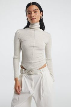 Oversized Trousers, Turtleneck Layering, Turtleneck Fashion, The Line By K, Line By K, Lock Stitch, Earthy Outfits, Slip Skirts, Grey Turtleneck