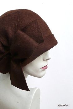 Brown cloche hat Cloche Felted Hat felt hat Cloche Hat Flapper Hat Art Hat Brown Hat Brown color hat La belle epoque Art Deco 1920s hat Art Hats brown hat cloche 1920's hat Downton Abbey hats Hats&Caps Accessories Handmade Great, very flattering cloche hat in brown color. Adapts to the head ! Special and unique ! Sophisticated and elegant ! I can make this hat in other colors and sizes. Made just for you As the base for my works I use great materials like highest quality Australian merino wo Brown Felt Hat, 1920s Hats, 1920s Hat, Felted Hat, Hat Art, Dope Hats, Derby Hats Fascinators, Flapper Hat, Victorian Hats