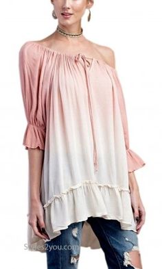 Dana Boho Ruffled Ombre Dye Babydoll Blouse Vintage Rose Easel Hippy Clothing, Tops For Women Casual, Babydoll Blouse, Spring Clothing, Gardening Outfit, Boho Chic Outfits, Victorian Clothing, Spring Fashion Outfits, Wardrobe Ideas