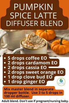 Happy Autumn! This is a perfect diffuser blend for fall pumpkin and coffee lovers. You’ll find more Autumn and other seasonal diffuser blends by following the link…. Best Essential Oil Diffuser, Happy Autumn, Essential Oil Diffuser Recipes, Oil Diffuser Recipes, Essential Oil Blends Recipes, Diffuser Blend, Diffuser Recipes, Best Essential Oils, Diffuser Blends