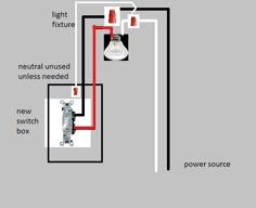 an electrical wiring diagram with the light switch and two lights on each side of it