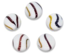 four white and brown striped glass beads