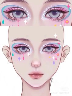 Competition Makeup, Makeup Charts, Makeup Drawing, Makeup Portfolio, Cute Eye Makeup, Makeup Face Charts, Unique Makeup, Eye Makeup Designs