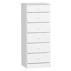 a white chest of drawers with four drawers