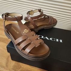 Coach Franny Leather Sandals. Worn Once In Excellent Condition Coach Shoes, Women's Sandals, Women's Shoes Sandals, Leather Sandals, Womens Sandals, Shoes Sandals, Size 6, Women Shoes, Sandals