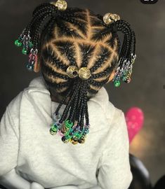 Baby Girl Braids Toddler Hair Black, Toddler Braided Hairstyles Black Baby Girls, Toddler Girl Braid Styles With Beads, Toddler Braided Hairstyles With Beads, Toddler Braid Styles, Kids Cornrow Hairstyles, Girls Braided Hairstyles Kids