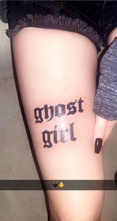 Ghost Girl Tattoo Lil Peep, Ghost Girl Tattoo, Lil Peep Lyrics Tattoo, Lil Peep Inspired Tattoos, Tattoo Ideas Ghost, Above Knee Tattoo Words, 2009 Tattoo, Lil Peep Tattoo Ideas, Tattoos Creepy