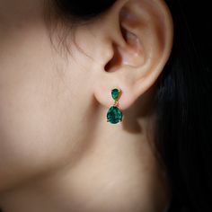 Product Details Get ready to turn heads and receive compliments with these Lab Created Emerald Drop Earrings. The Pear Cut Lab Created Emerald in a Claw Setting adds a touch of glamour to these Classic Teardrop Earrings, making them the perfect jewelry accessory for your loved ones. Product Information SKU SHP-EARRINGS022012188 Length 14.65 mm Width 6.75 mm Height 3.5 mm Weight 1.86 gm (Approximate) LAB CREATED EMERALD INFORMATION No.of Stones 4 Pieces Total Weight 4.30 Carat (Approximate) Dimen Luxury Green Clip-on Earrings For Evening, Luxury Green Formal Earrings, Vintage Emerald Earrings, Emerald Drop Earrings, Emerald Earrings Drop, Ear Drops, Emerald Dresses, Emerald Earrings Studs, Earrings Making