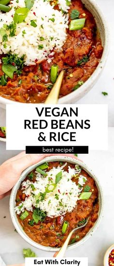 vegan red beans and rice in a bowl