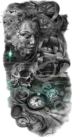 a black and white drawing of a pirate ship with an octopus on it's side