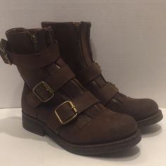 Rare Jeffrey Campbell Leather Boots With 3 Zipper Closure And Adjustable Buckles. Like New Condition, However It’s Missing The Top Buckle. Shoes Works And Looks Fine Without It, See Photos. #485 Jeffrey Boots, Jeffrey Campbell Boots, Buckle Shoes, Jeffrey Campbell Shoes, Jeffrey Campbell, Biker Boot, Leather Boots, Bootie Boots, Ankle Boots