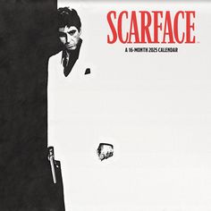 an advertisement for scarface featuring a man in a suit