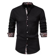 Men Colorful Patterns Turtleneck Long Sleeves Shirt Multicolor Slim Fit Long Sleeve Shirt, Multicolor Slim Fit Cotton Tops, Black Cotton V-neck Shirt, Casual Multicolor Slim Fit Tops, Black Cotton Long Sleeve Shirt, Black Shirt With Casual Collar For Fall, Black Long Sleeve Cotton Shirt, Black Fitted Shirt With Casual Collar, Black Slim Fit Shirt For Fall