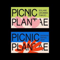 two different types of business cards with the words picnic, plant ae and picnic place