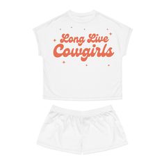 Why pick between comfort or style when you can have both? These women's short pajama two-piece set come with a relaxed fit, a ribbed collar and feature no sleeve seams. Add your designs in all-over print, and create a cozy staple that is bound to be loved for all cowgirls! .: Material: 95% polyester, 5% spandex .: Seam thread color is matched close to the design .: Sewn-in label (shirt inner side seam) .: Relaxed fit .: Sewn-in label .: NB! The collar cannot be customized. Only black or white op Womens Pajama Shorts, Sleep Shorts, Pajama Robe, Cow Girl, Two Piece Sets, Pajama Shorts, Short Pajama Set, Sew-in Labels, Pajama Set